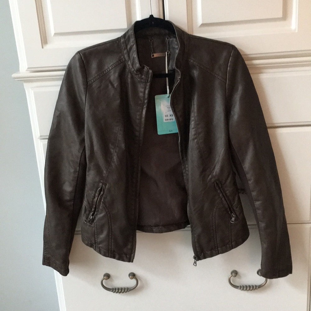 Brown leather jacket